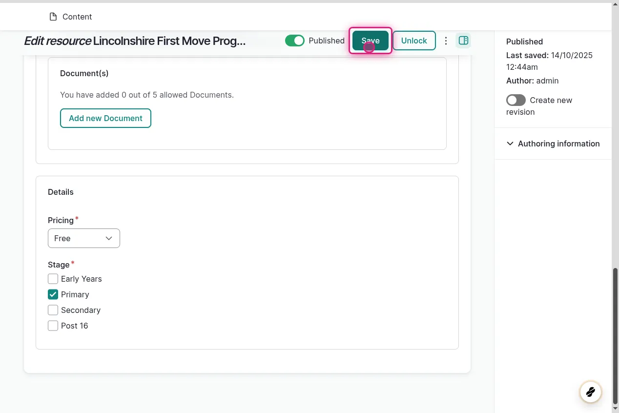 Update a Resource (Resource Editor role)