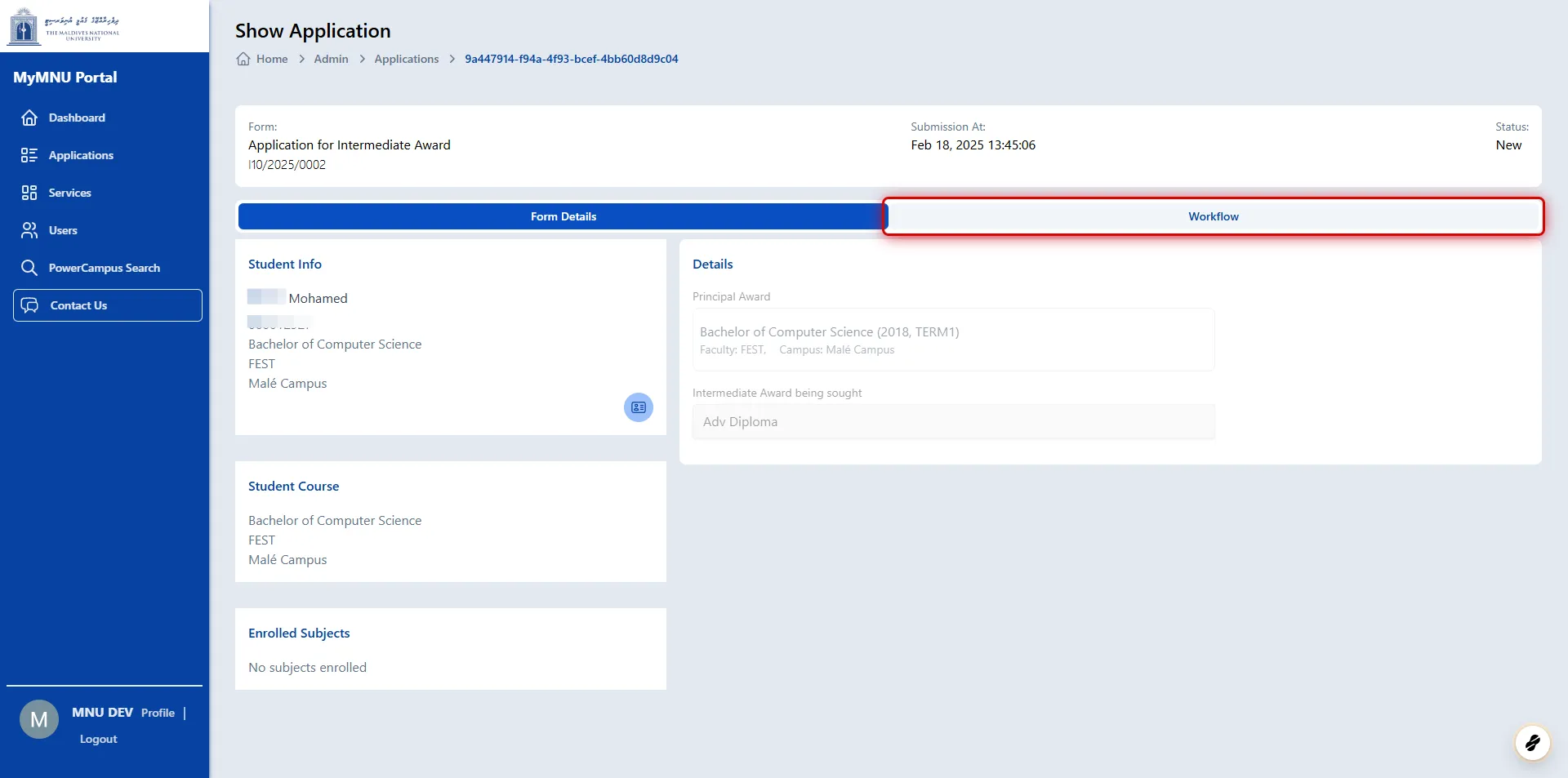 MyMNU Portal (Admin)