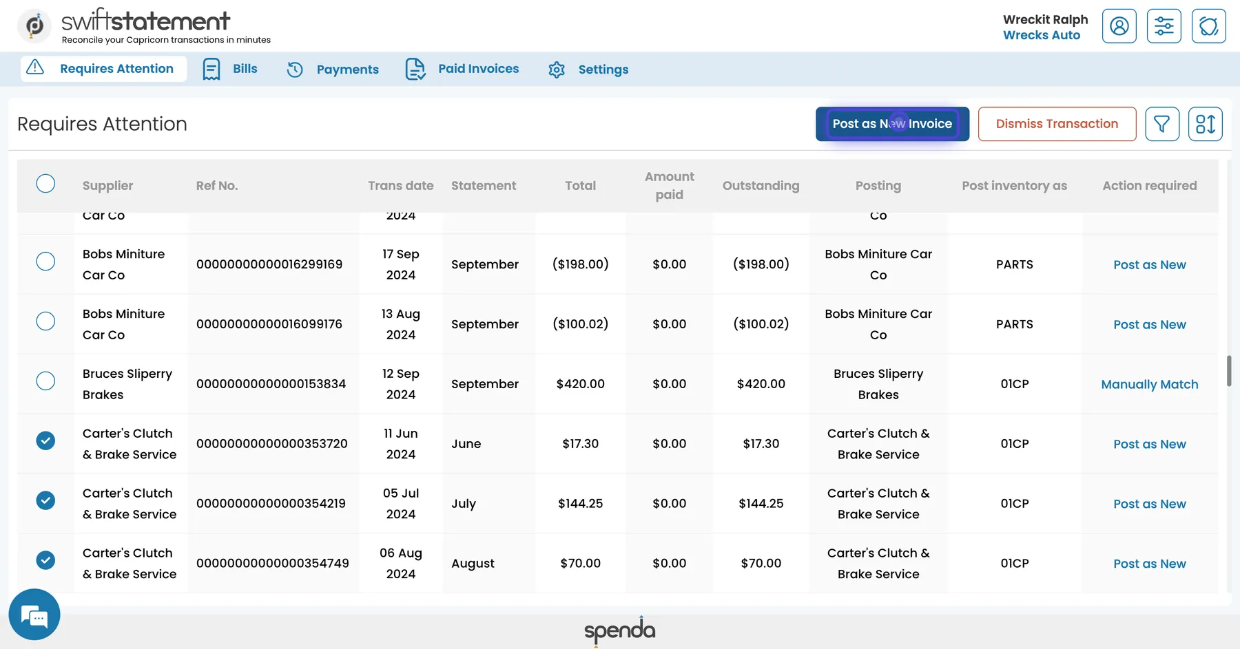 Using SwiftStatement to write invoices to your financials