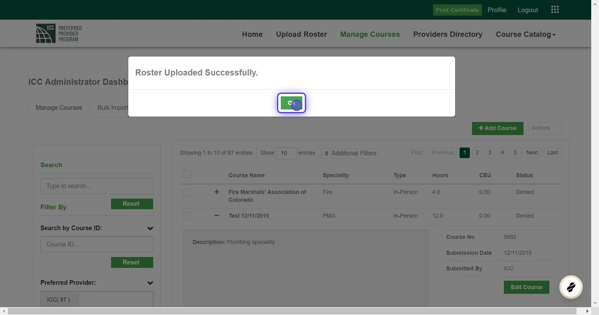 Upload a Course Roster
