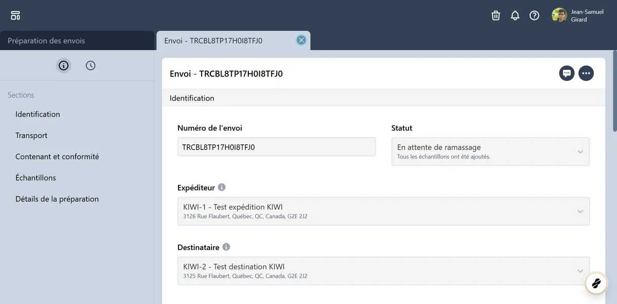 Votre envoi est prêt pour le ramassage.