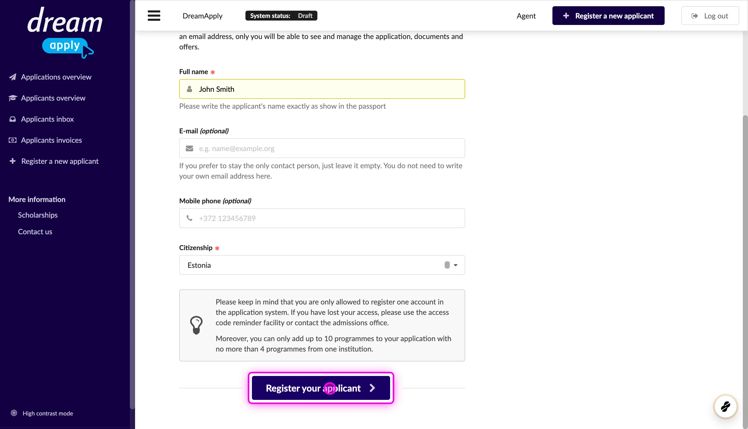 [Advisors/Agents] - How to register a new applicant?