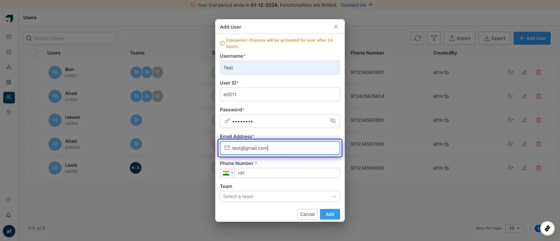 How to create a new user