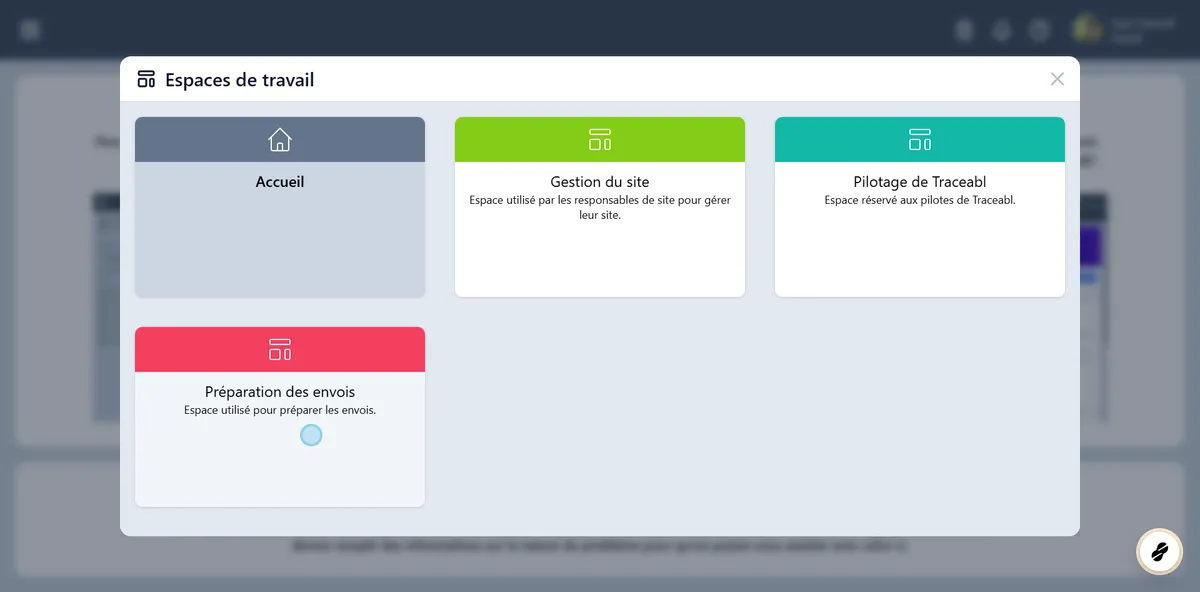 Choisir l'espace Préparation des envois.