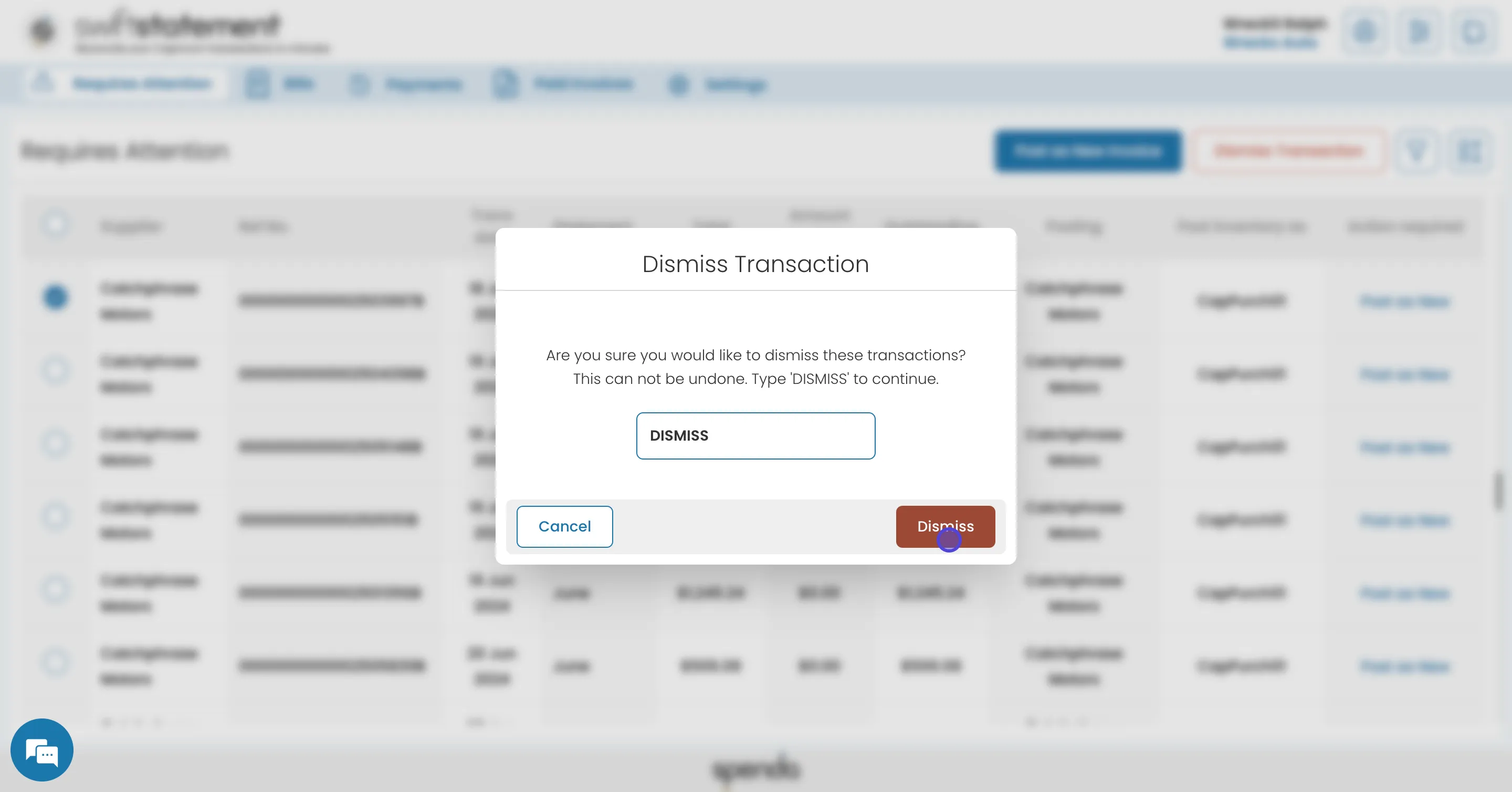 How to dismiss/remove a transaction from the queue