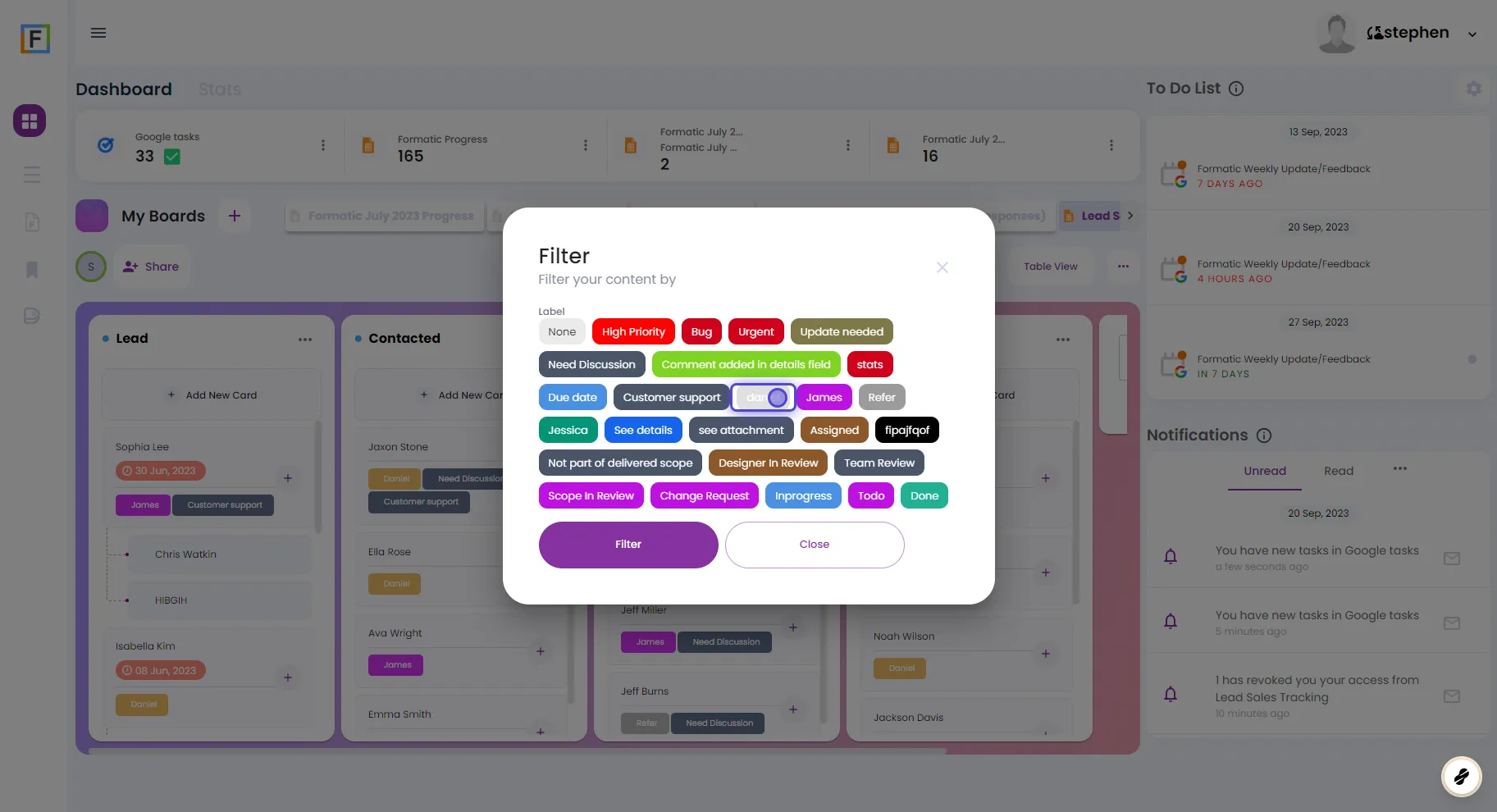 Filtering by Label in Board View