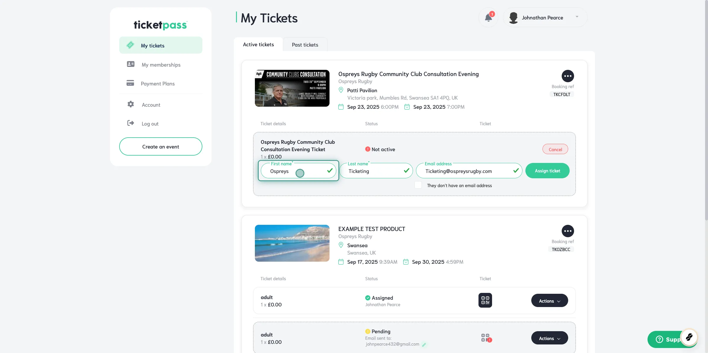 Guide to assigning match tickets in Ticketpass