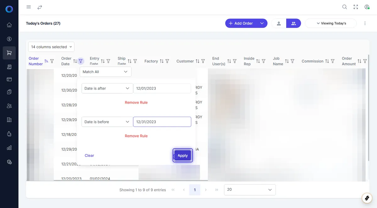 How Use The Column Sorting/Filters