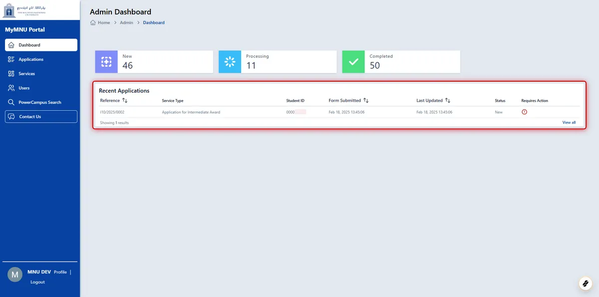 MyMNU Portal (Admin)