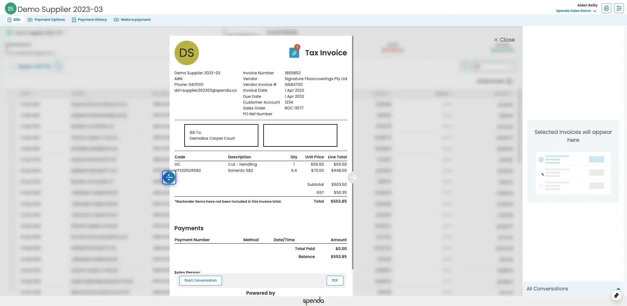 How to view invoice details in Spenda