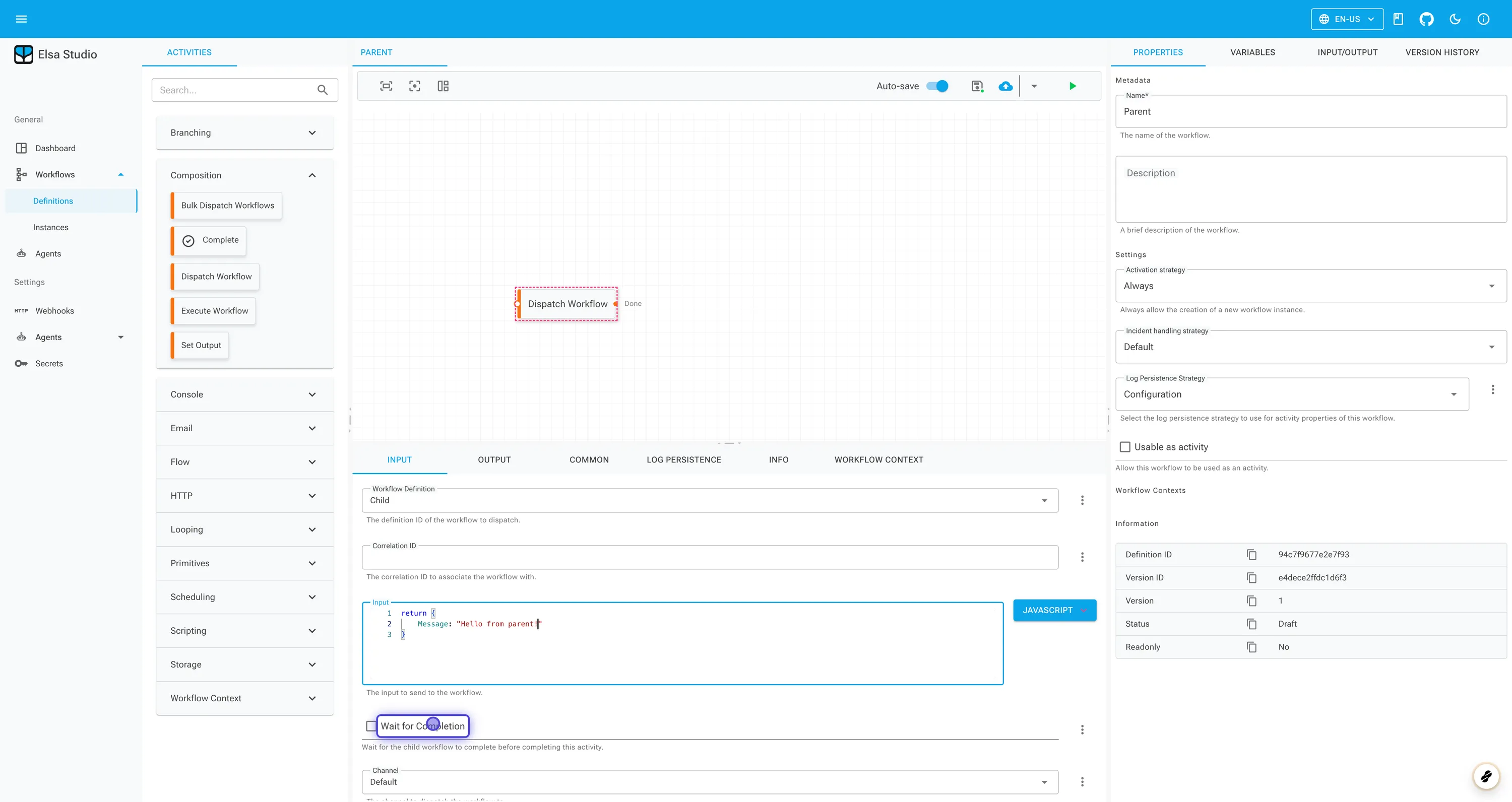 Dispatch Workflow Activity