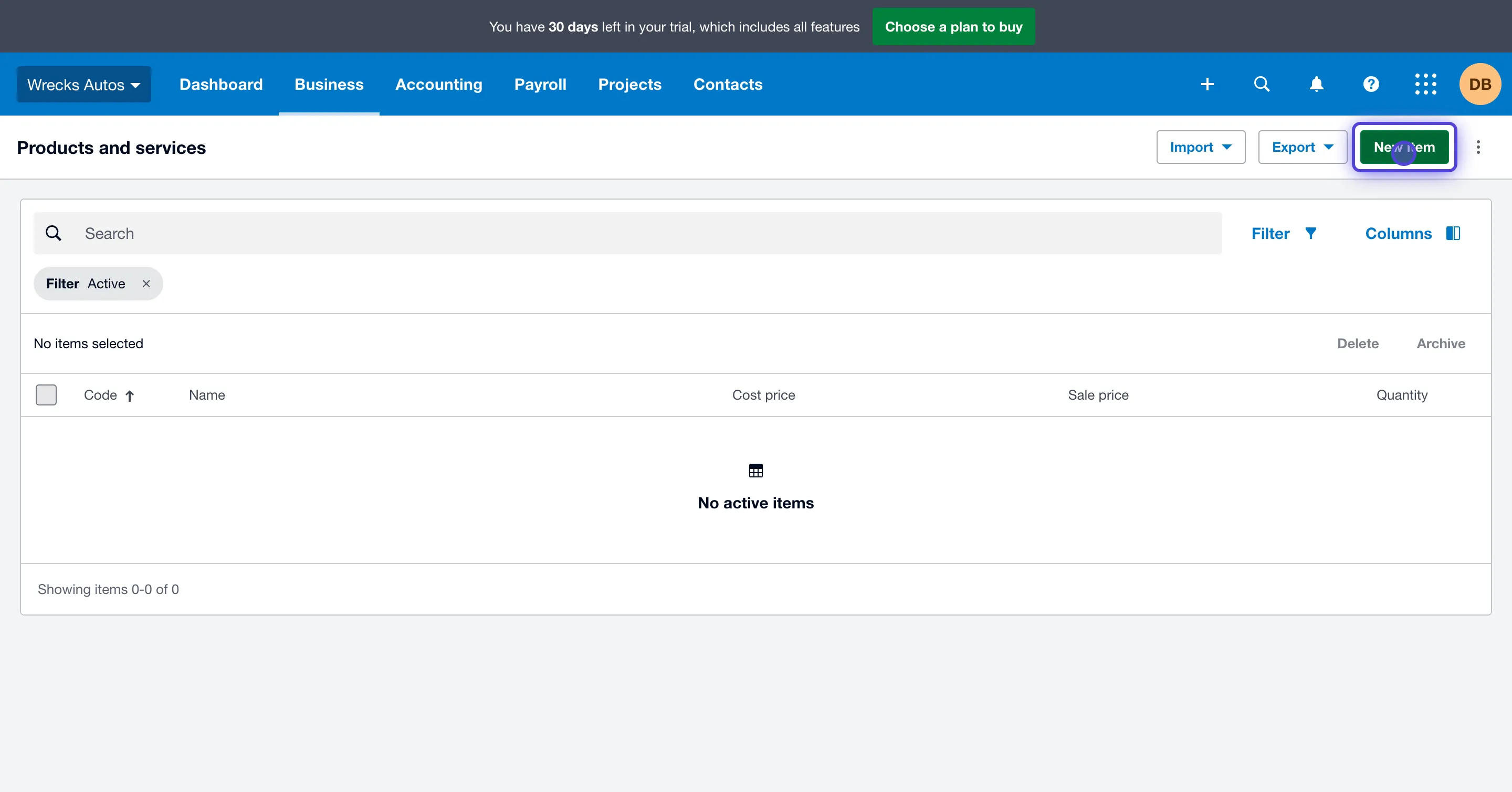 How to create inventory items in Xero