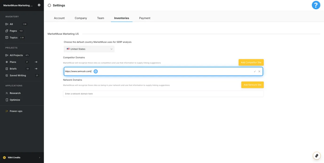 Adding competitor URLs
