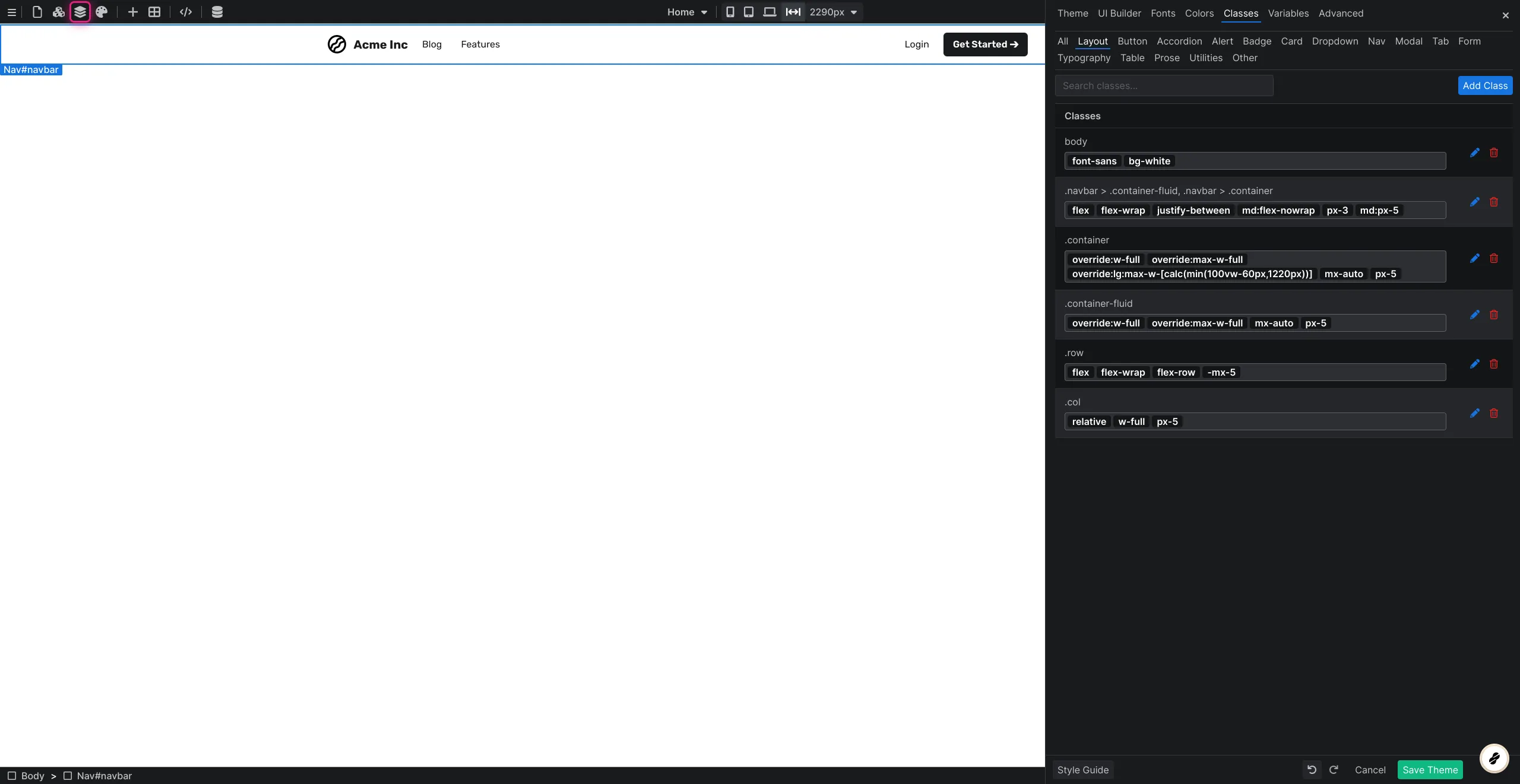 Full width menu with Versoly