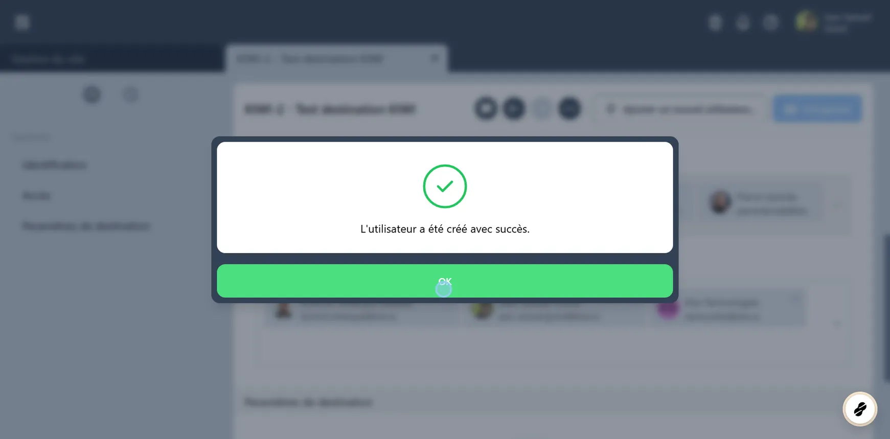 Message de confirmation.