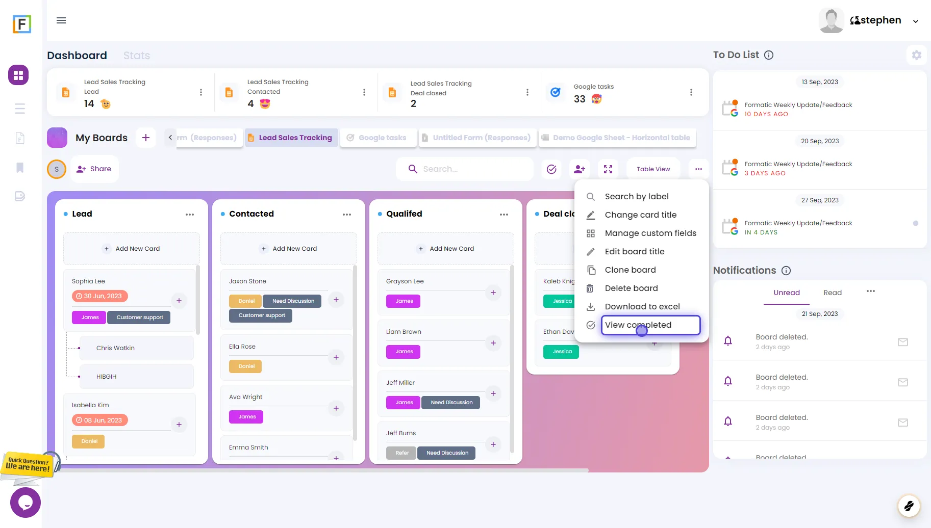 Managing Task Visibility in Board View