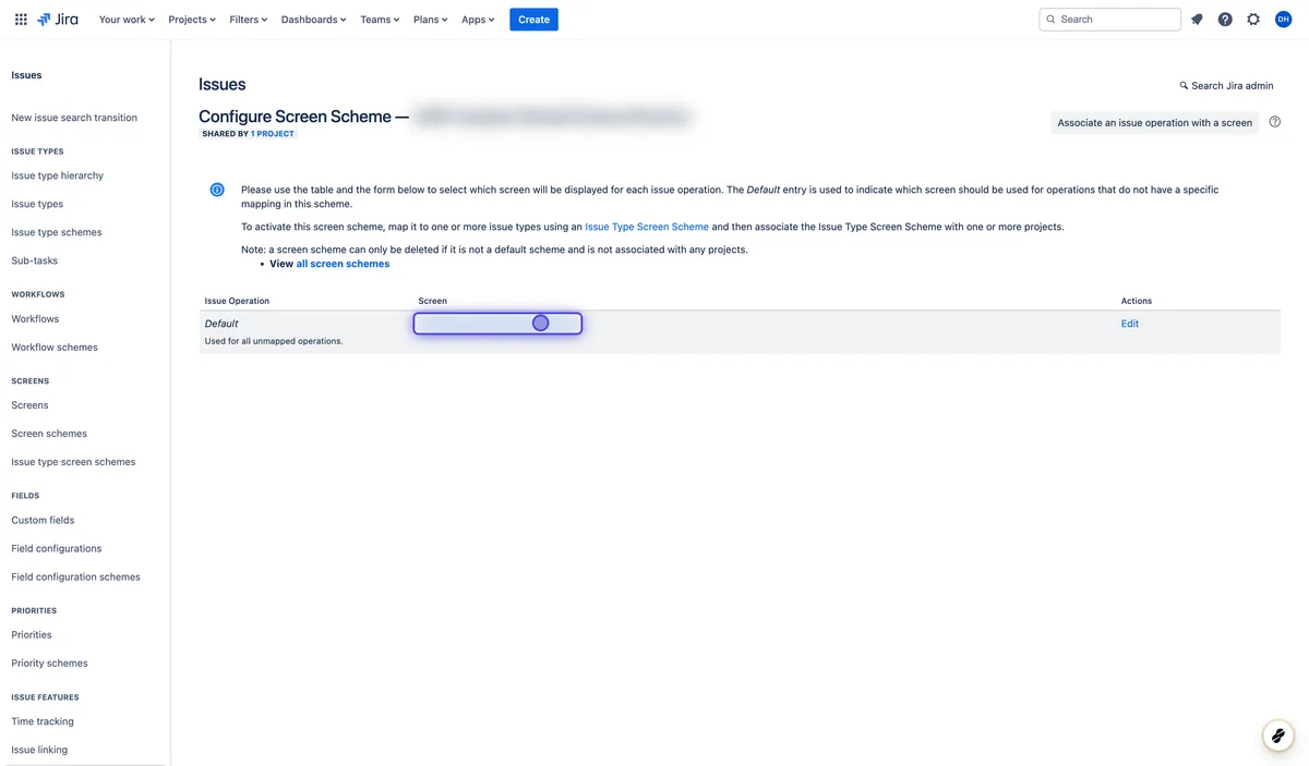 Updating Jira Project Screen Fields