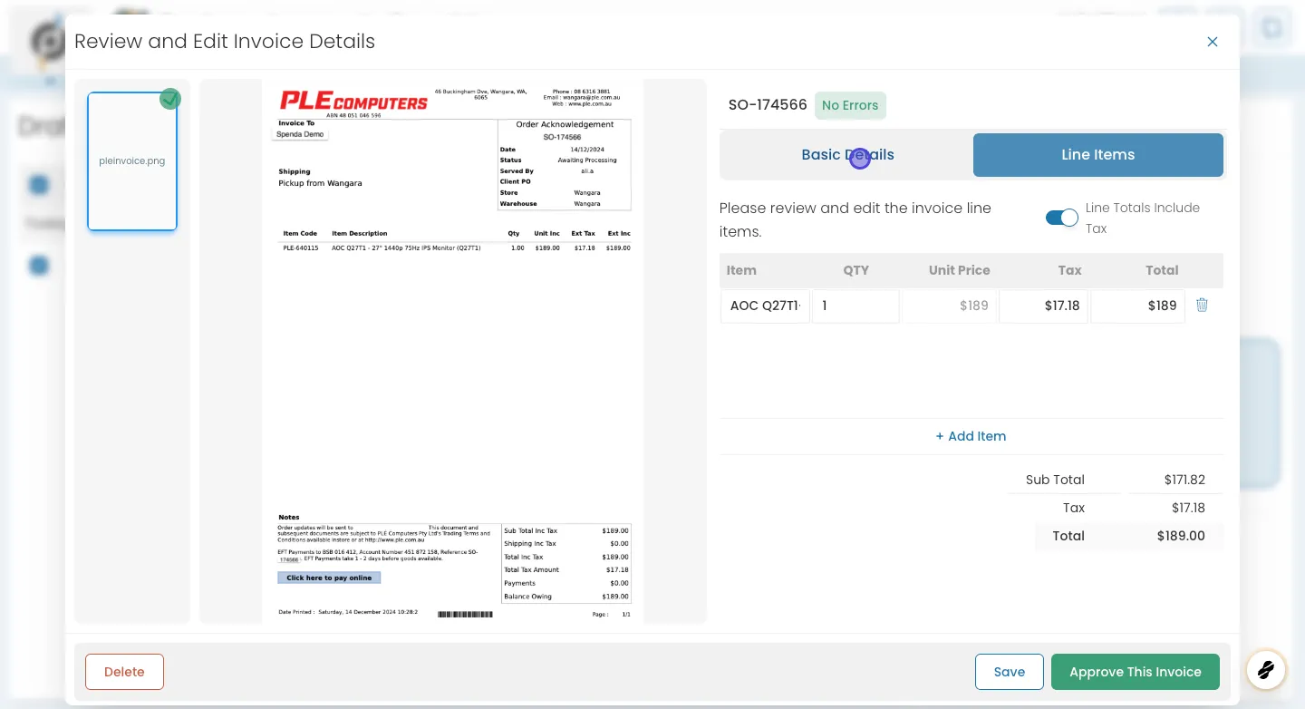 Using the 'Add Invoice' Feature