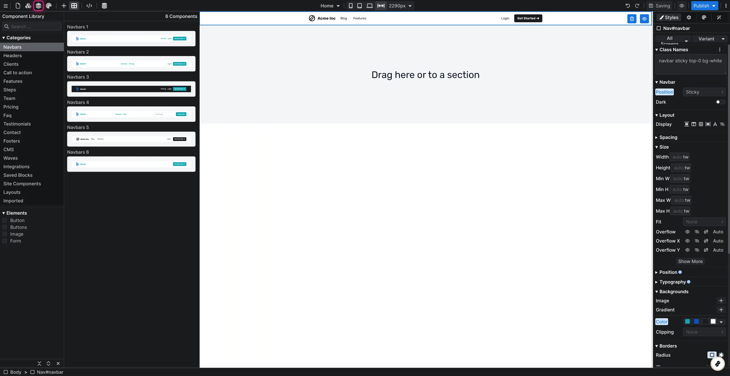 Full width menu with Versoly
