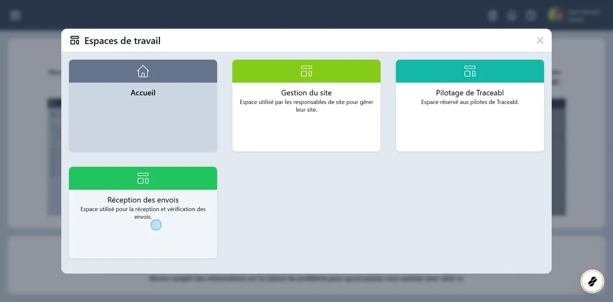  Choisir l'espace Réception des envois