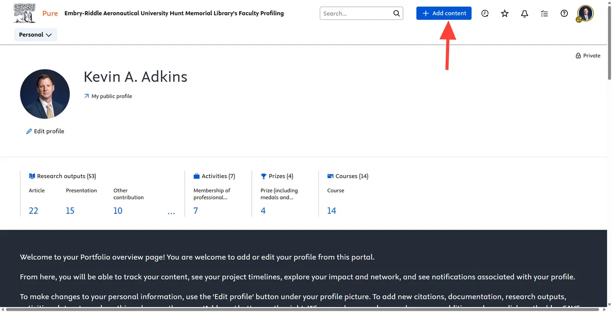 Adding content to Portfolio
