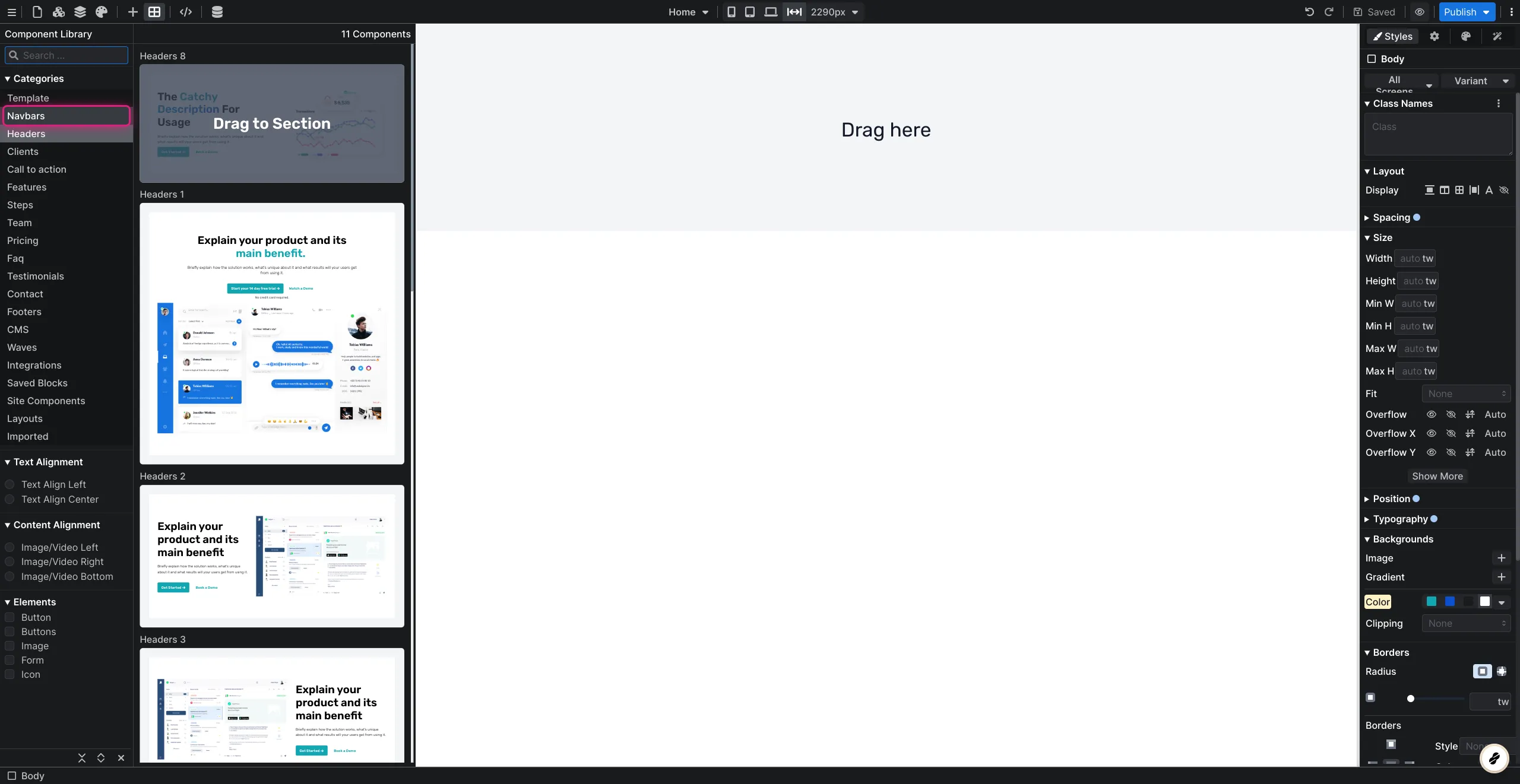 Full width menu with Versoly