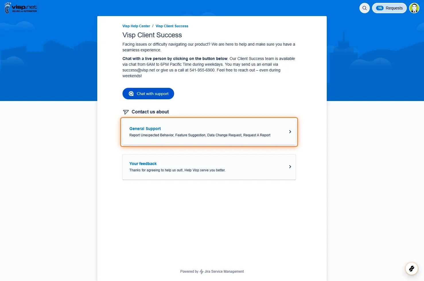 Creating a Support Ticket with the Visp Client Success Team