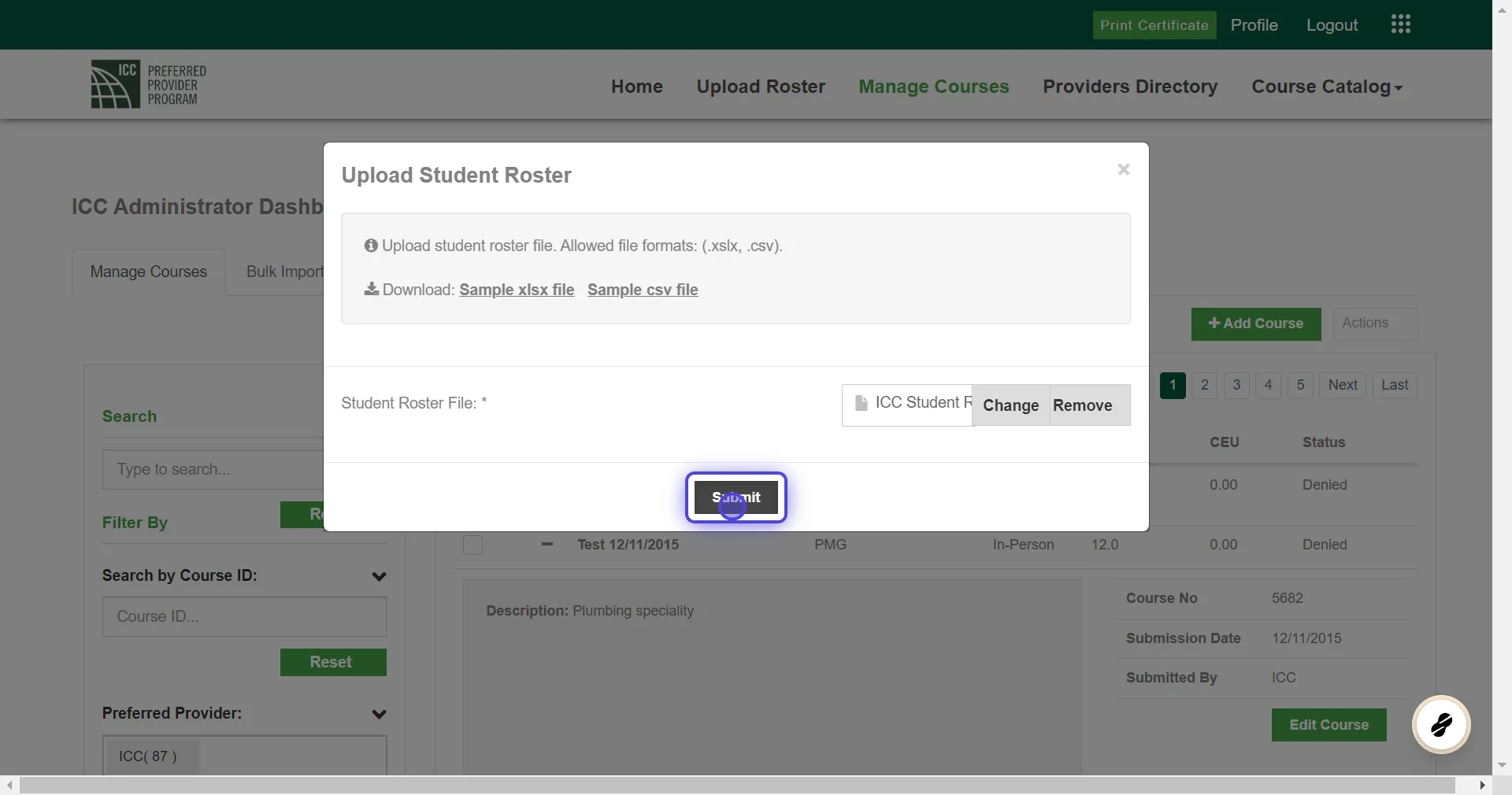 Upload a Course Roster