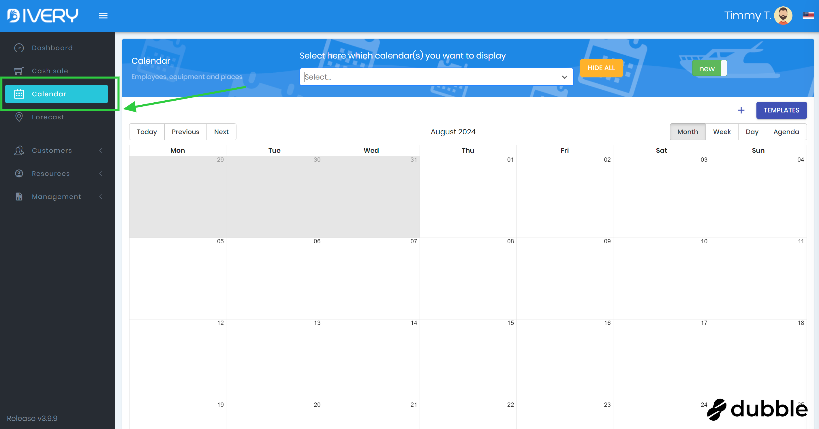 Show and hide calendars
