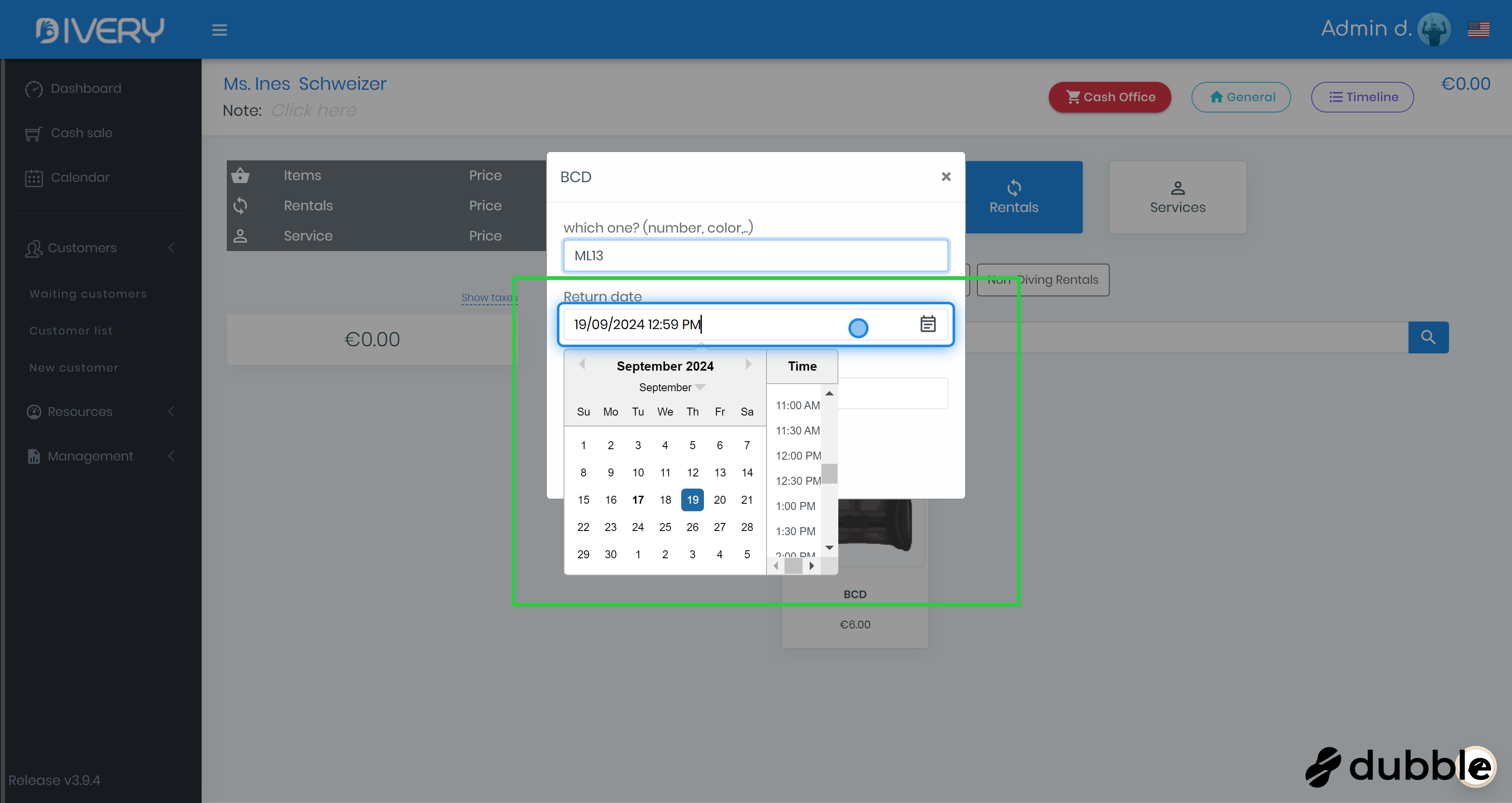 Select the return date