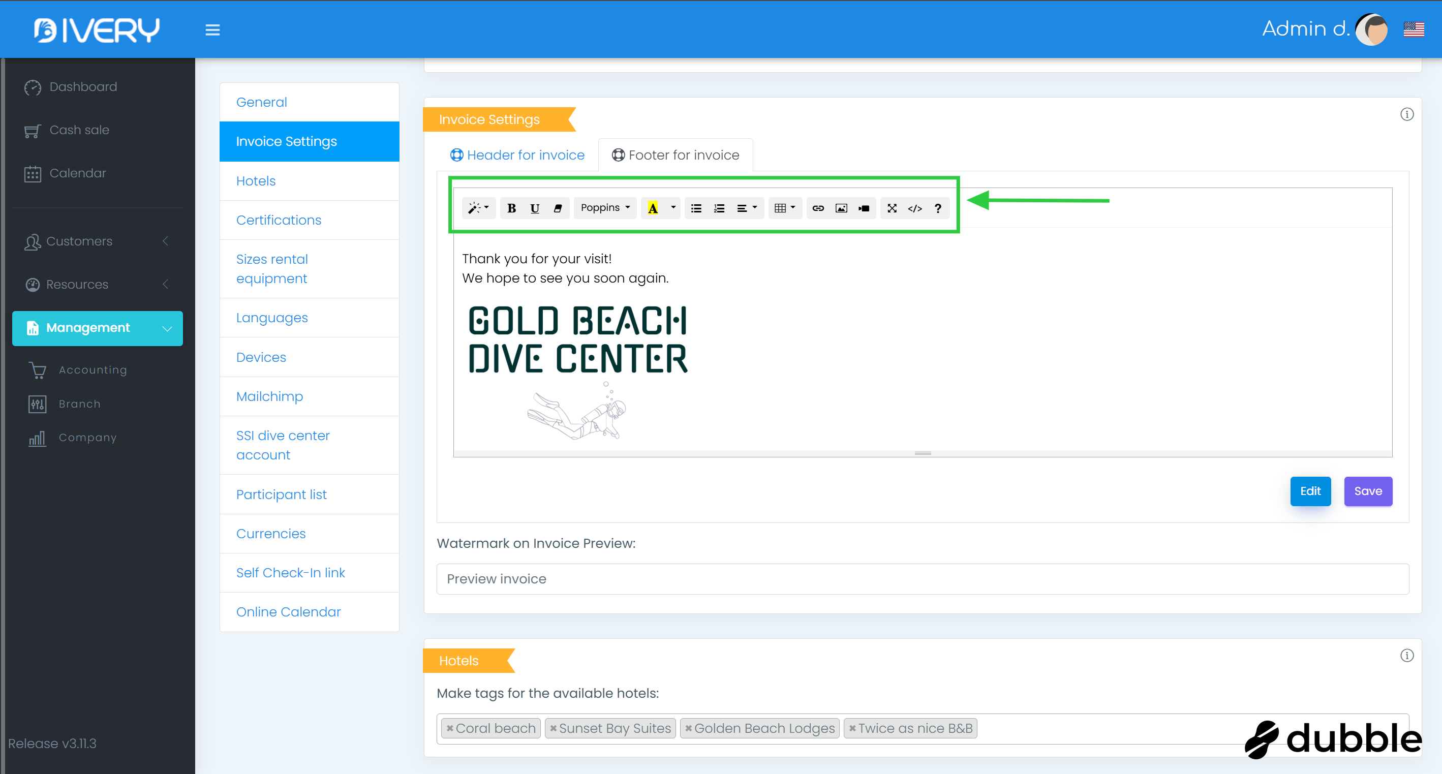 You can now edit your footer