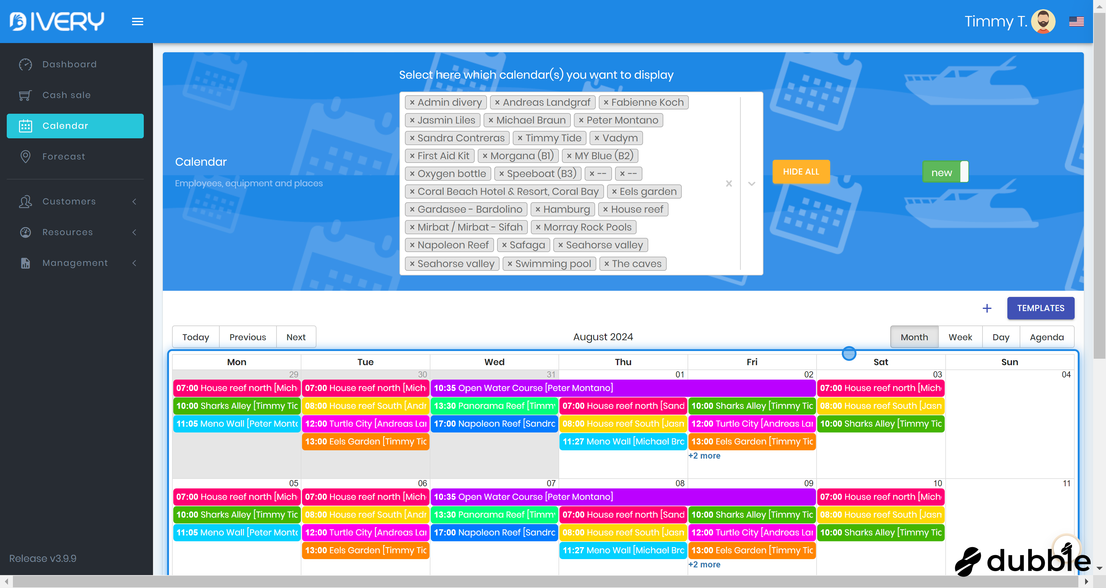 Show and hide calendars