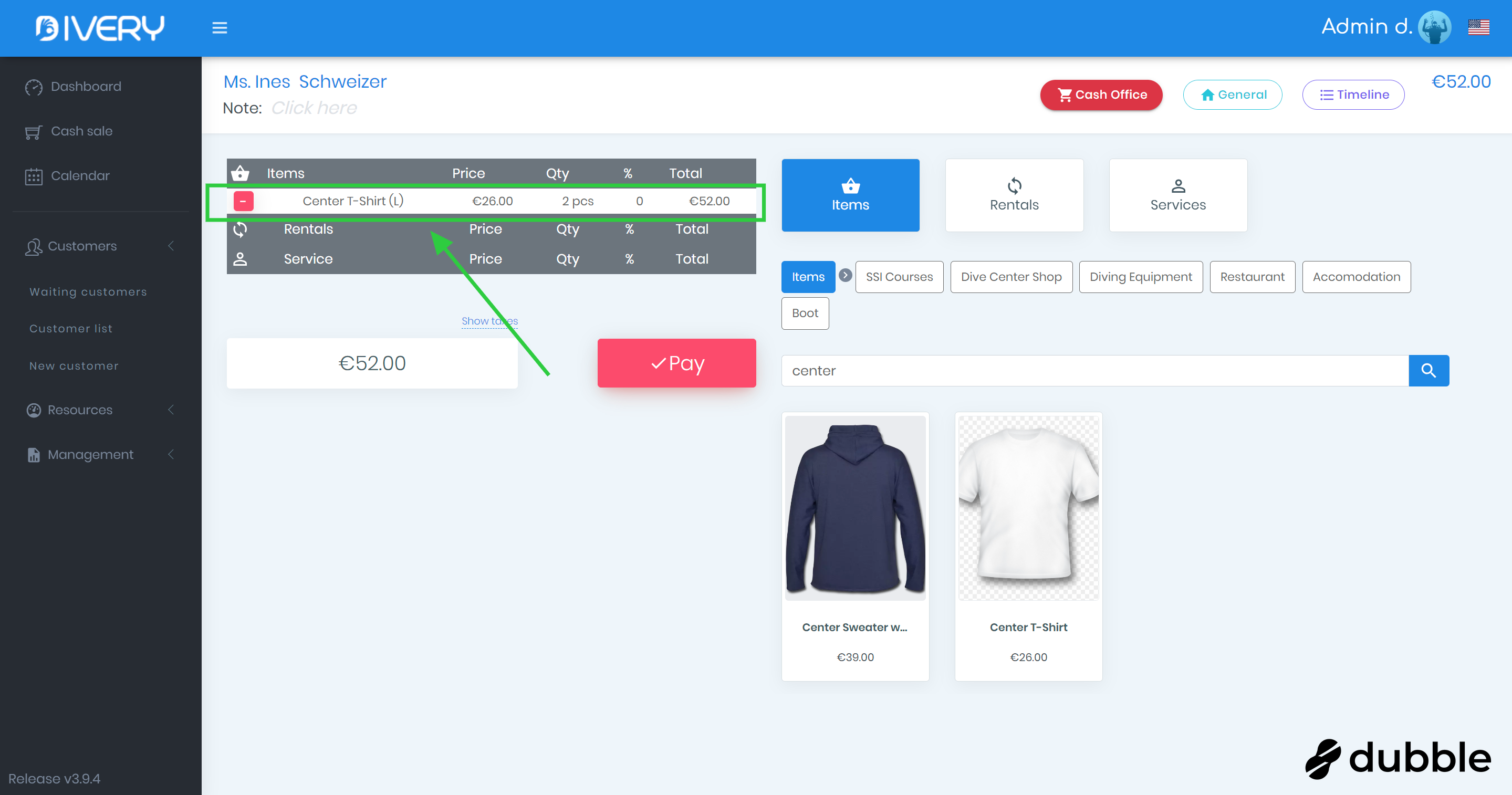 The item is added to the shopping cart