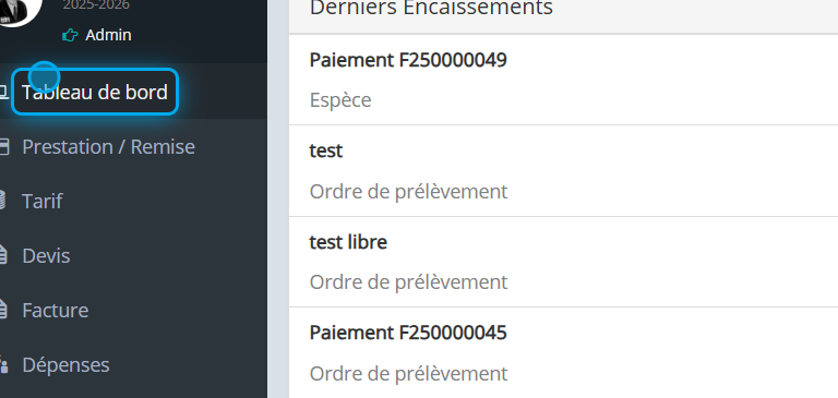 Tableau de bord trésorerie MyScol