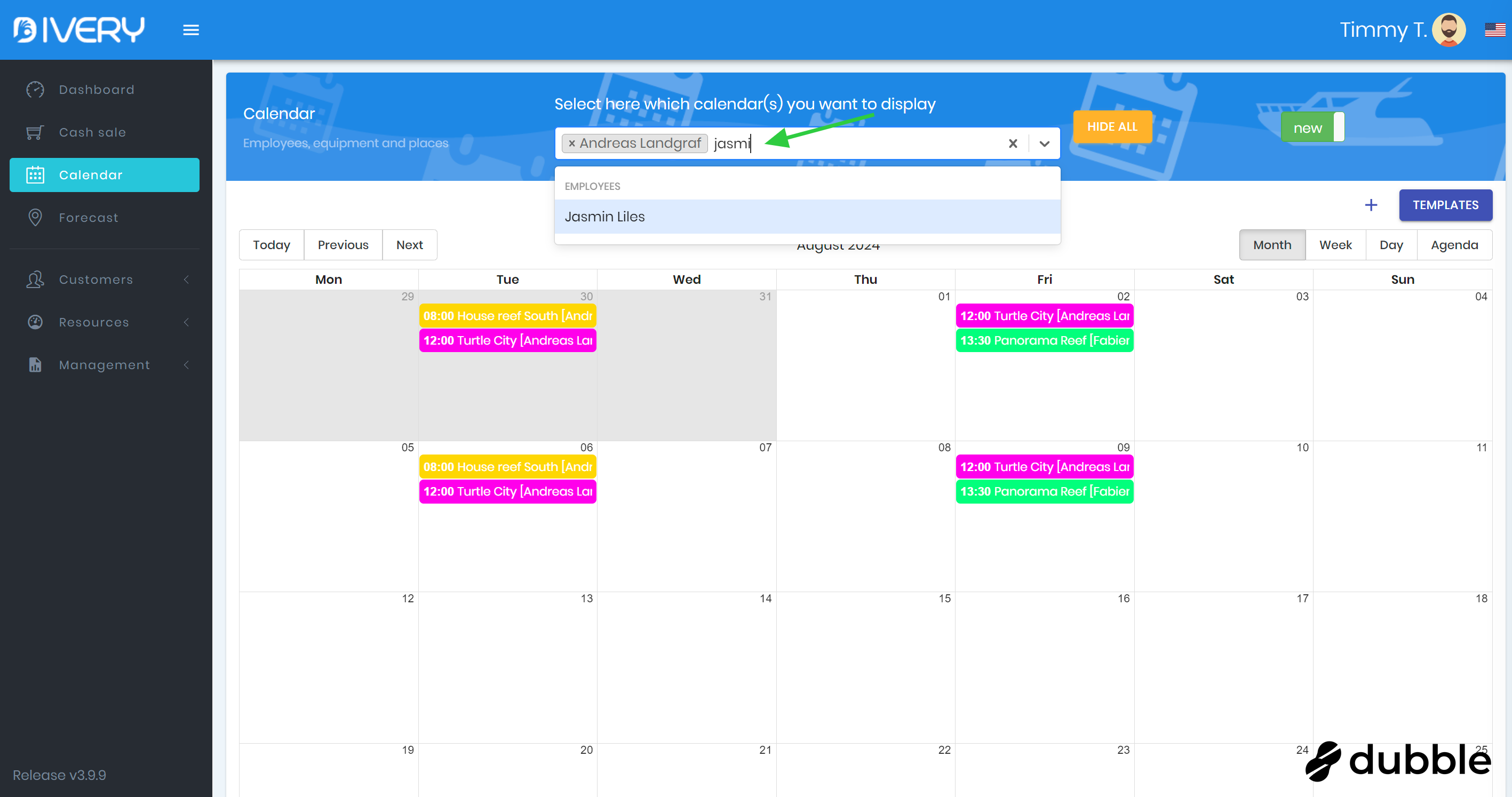 Show and hide calendars