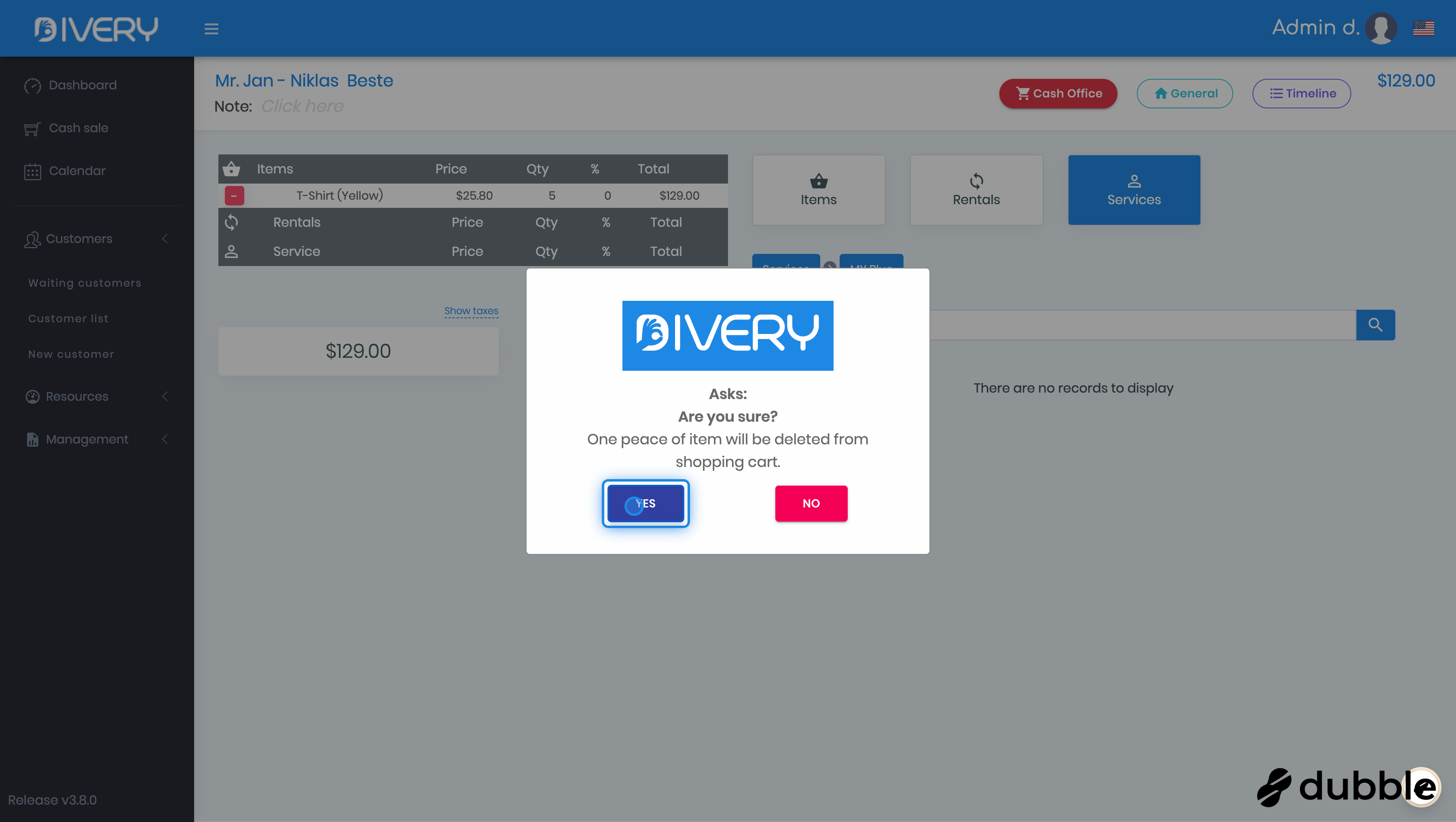 Confirm in the confirmation modal