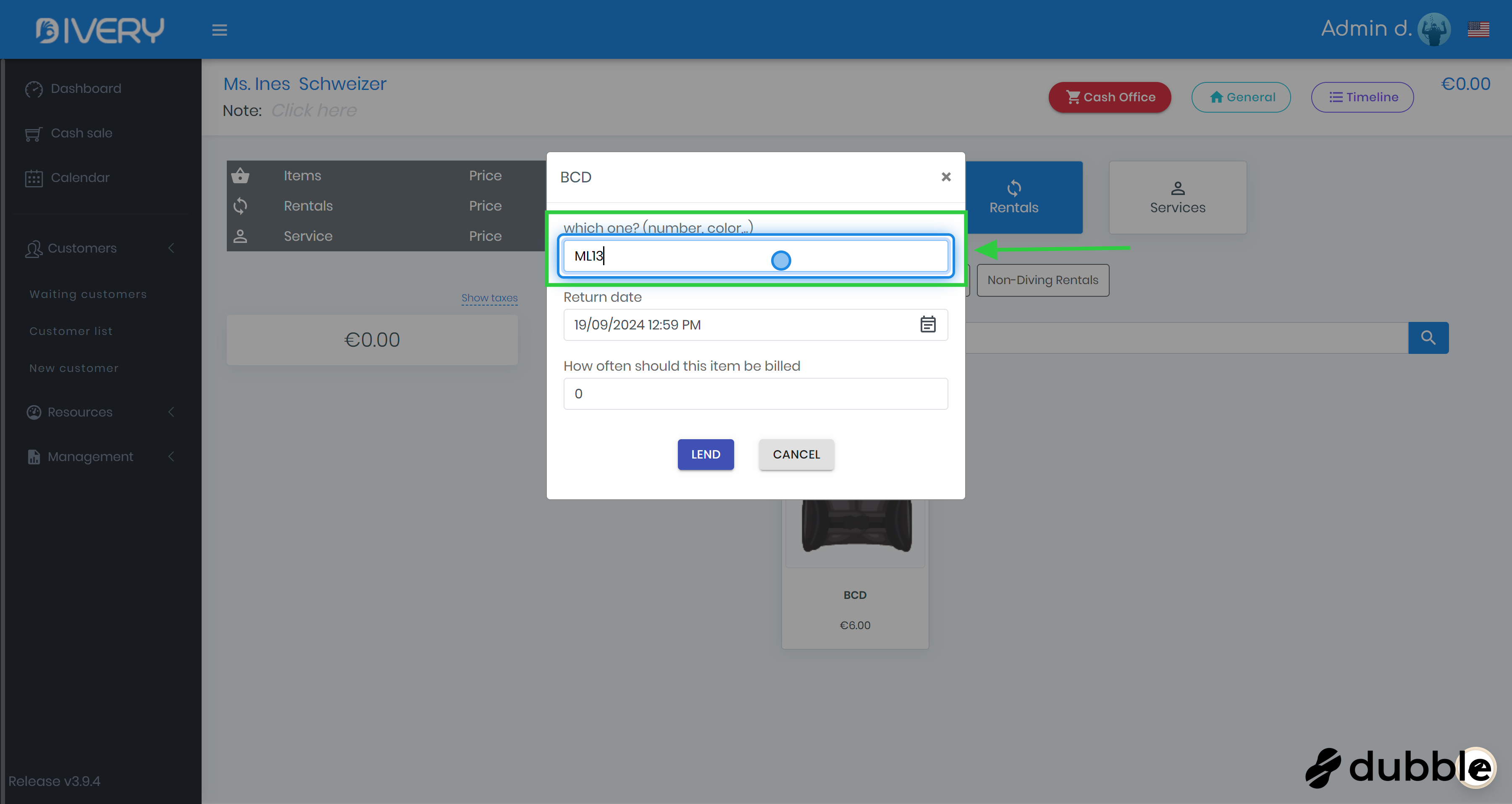Type in variation of the rental